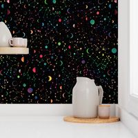 Rainbow Constellations and Moons - black background