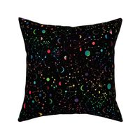 Rainbow Constellations and Moons - black background