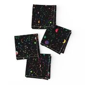 Rainbow Constellations and Moons - black background