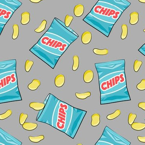 bag of chips - blue on grey