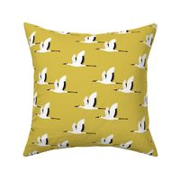 Summer is coming and so are the birds sweet Scandinavian minimal style crane bird flock mustard yellow gender neutral