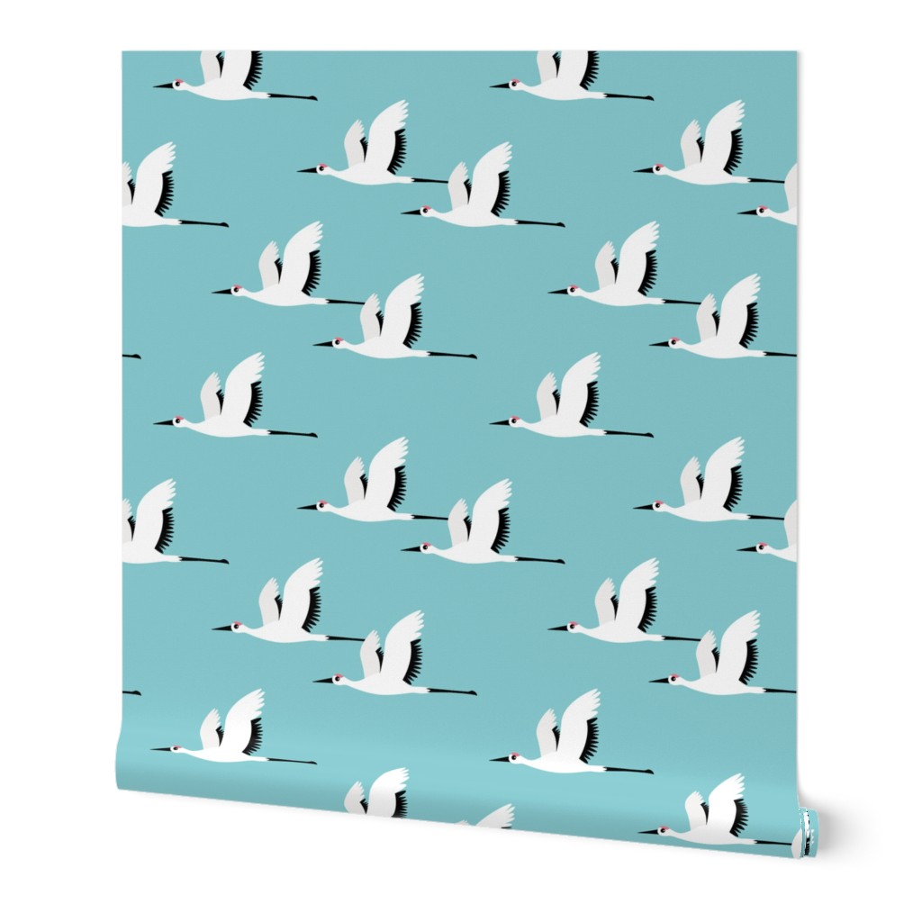 Summer is coming and so are the birds sweet Scandinavian minimal style crane bird flock boys blue