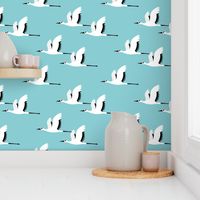 Summer is coming and so are the birds sweet Scandinavian minimal style crane bird flock boys blue