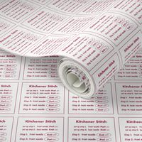 Kitchener stitch grafting cheat sheet-red on white