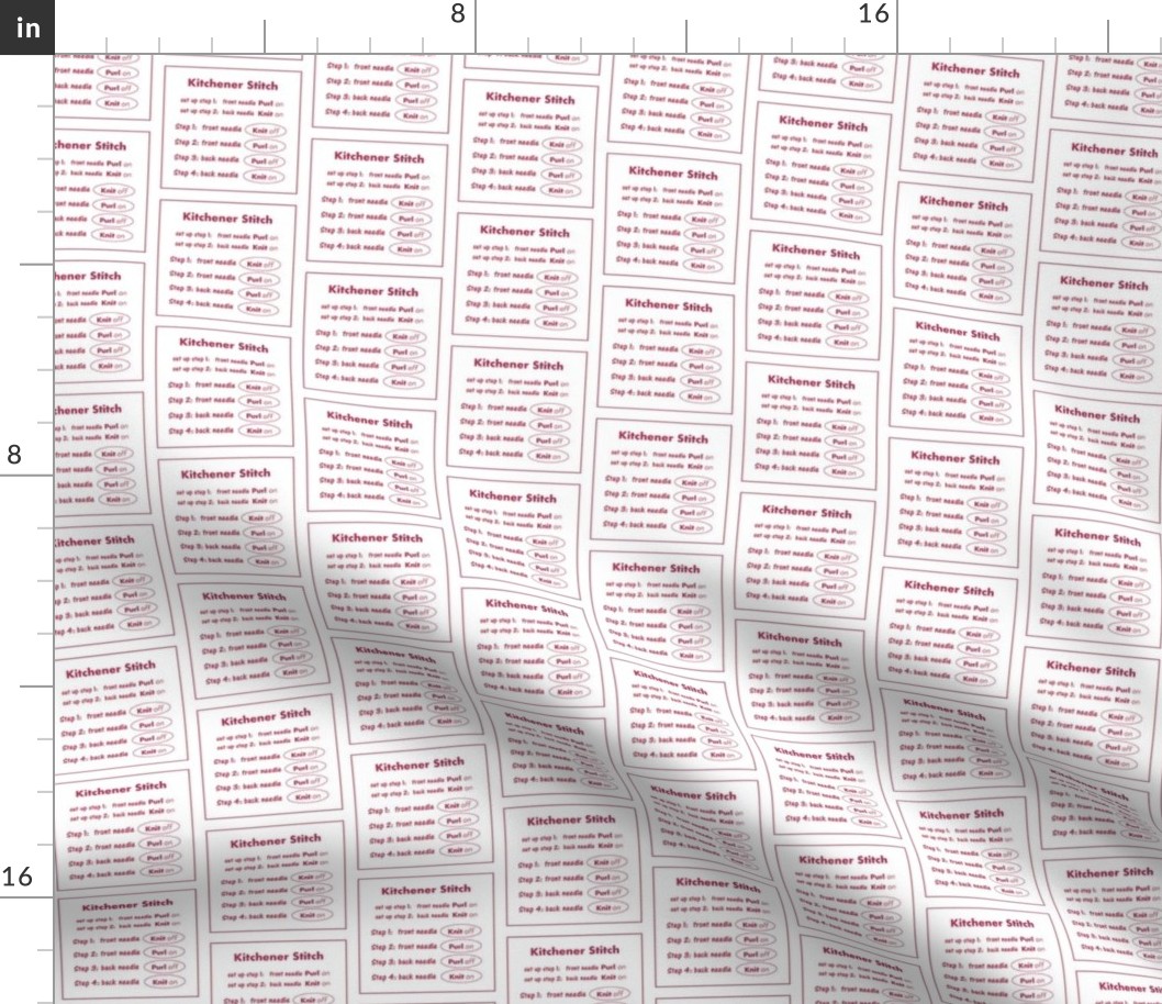Kitchener stitch grafting cheat sheet-red on white