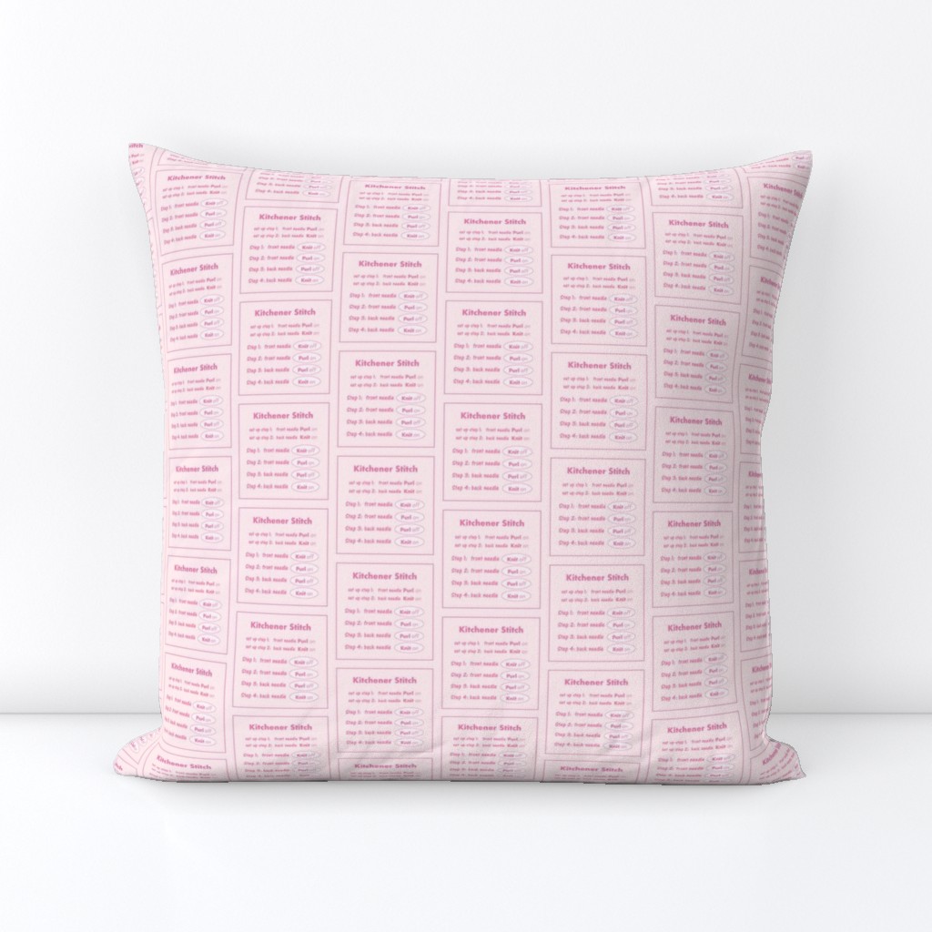 Kitchener stitch grafting cheat sheet-pink on pink