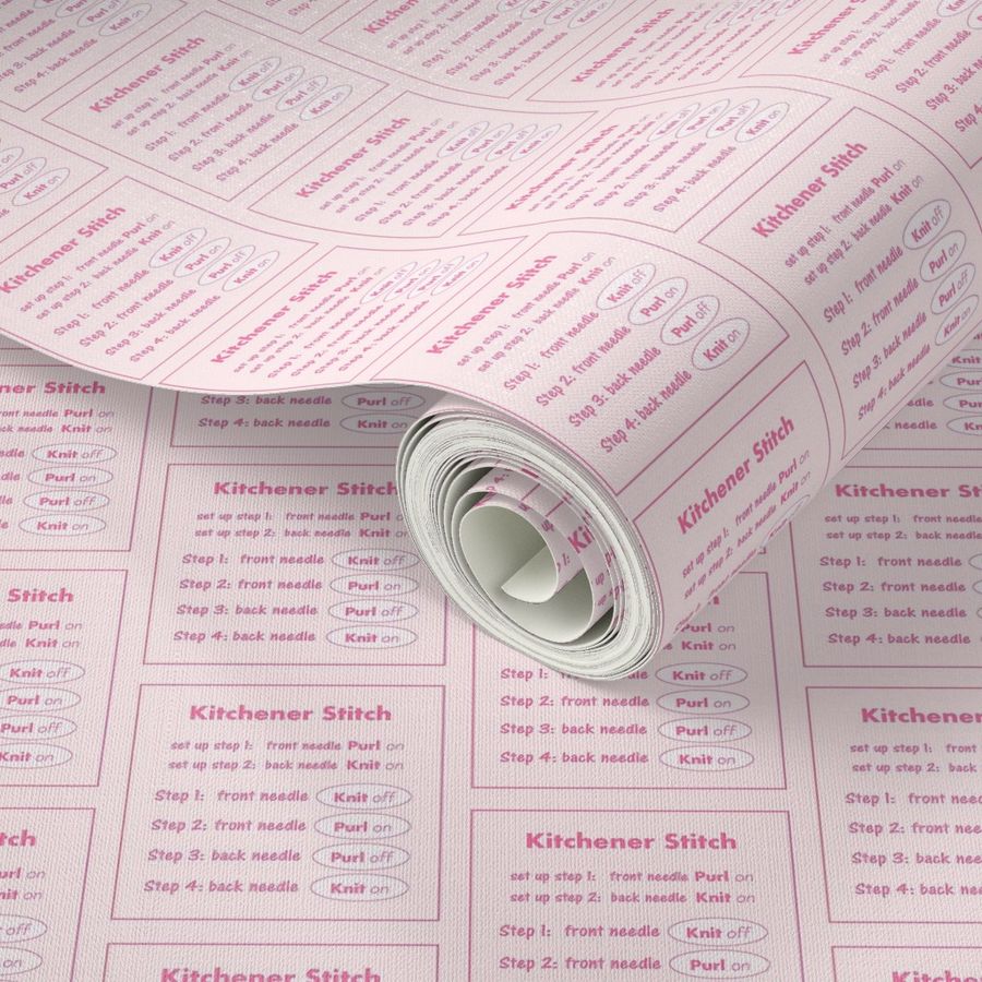 Kitchener stitch grafting cheat sheet-pink on pink