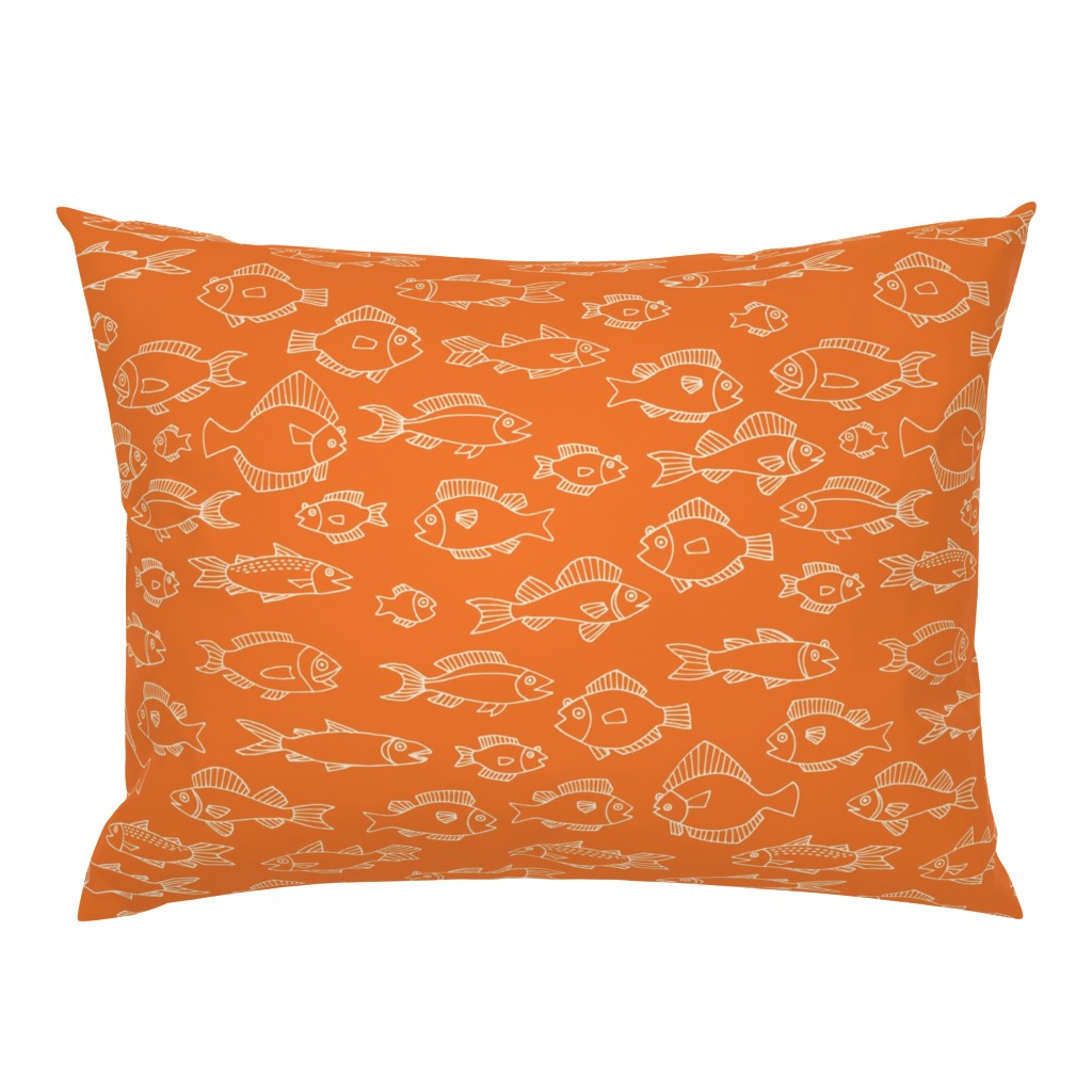 Chalkboard fish - white on tangerine