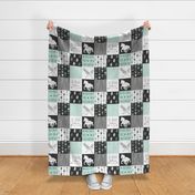 Horse Patchwork - Be Brave - Aqua, Black, Grey, White