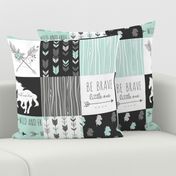 Horse Patchwork - Be Brave - Aqua, Black, Grey, White