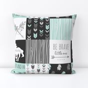 Horse Patchwork - Be Brave - Aqua, Black, Grey, White