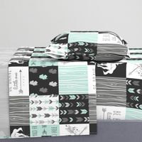 Horse Patchwork - Be Brave - Aqua, Black, Grey, White