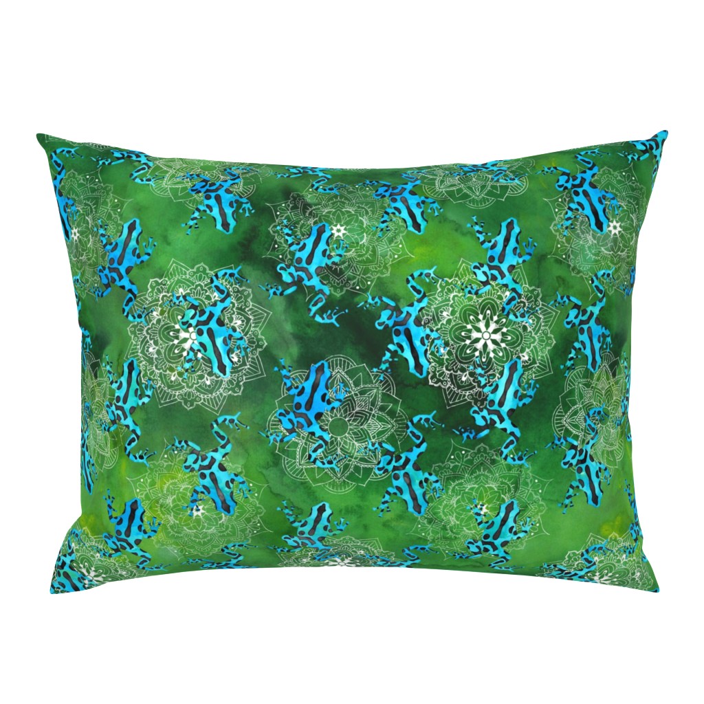 Watercolor Poison Dart Frogs Mandalas ~ Green Blue