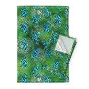 Watercolor Poison Dart Frogs Mandalas ~ Green Blue