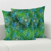 Watercolor Poison Dart Frogs Mandalas ~ Green Blue