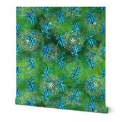 Watercolor Poison Dart Frogs Mandalas ~ Green Blue