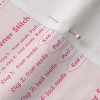 Kitchener stitch grafting cheat sheet-pink on pink