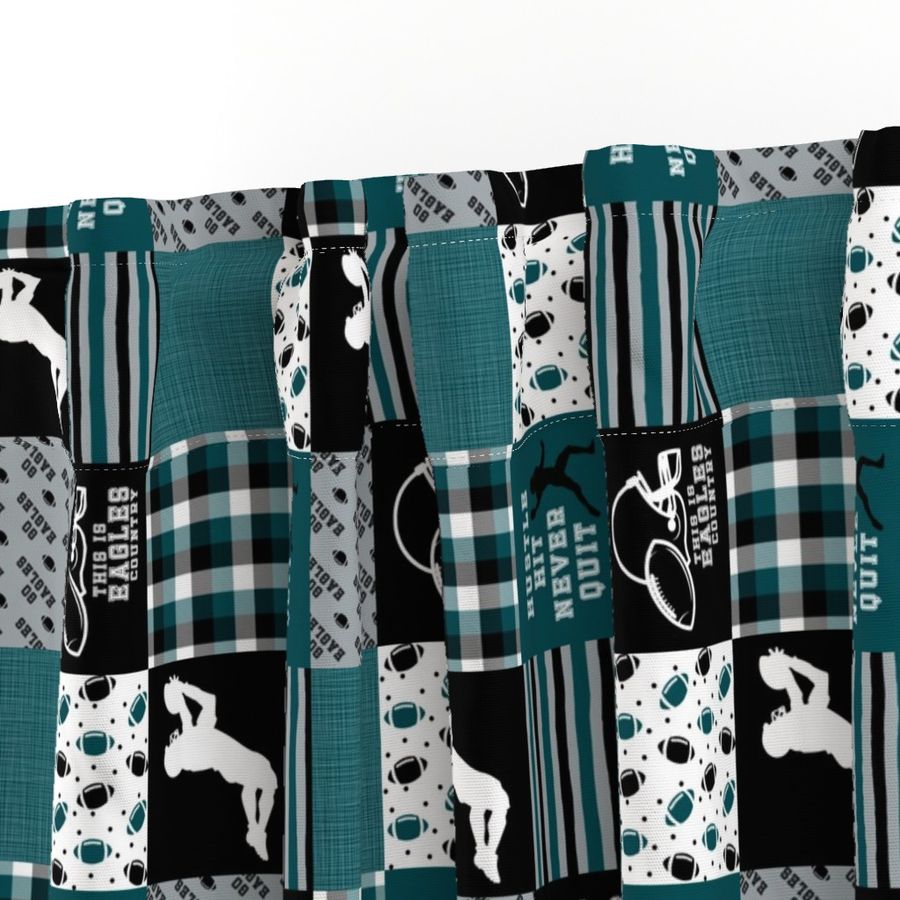 3 Inch Football//Hustle Hit Never Quit - Eagles - Wholecloth Cheater Quilt - Rotated