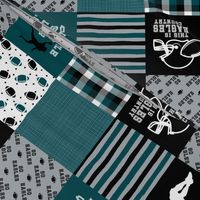 3 Inch Football//Hustle Hit Never Quit - Eagles - Wholecloth Cheater Quilt - Rotated