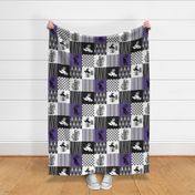 Motocross//A little Dirt Never Hurt - Purple - Wholecloth Cheater Quilt - Rotated