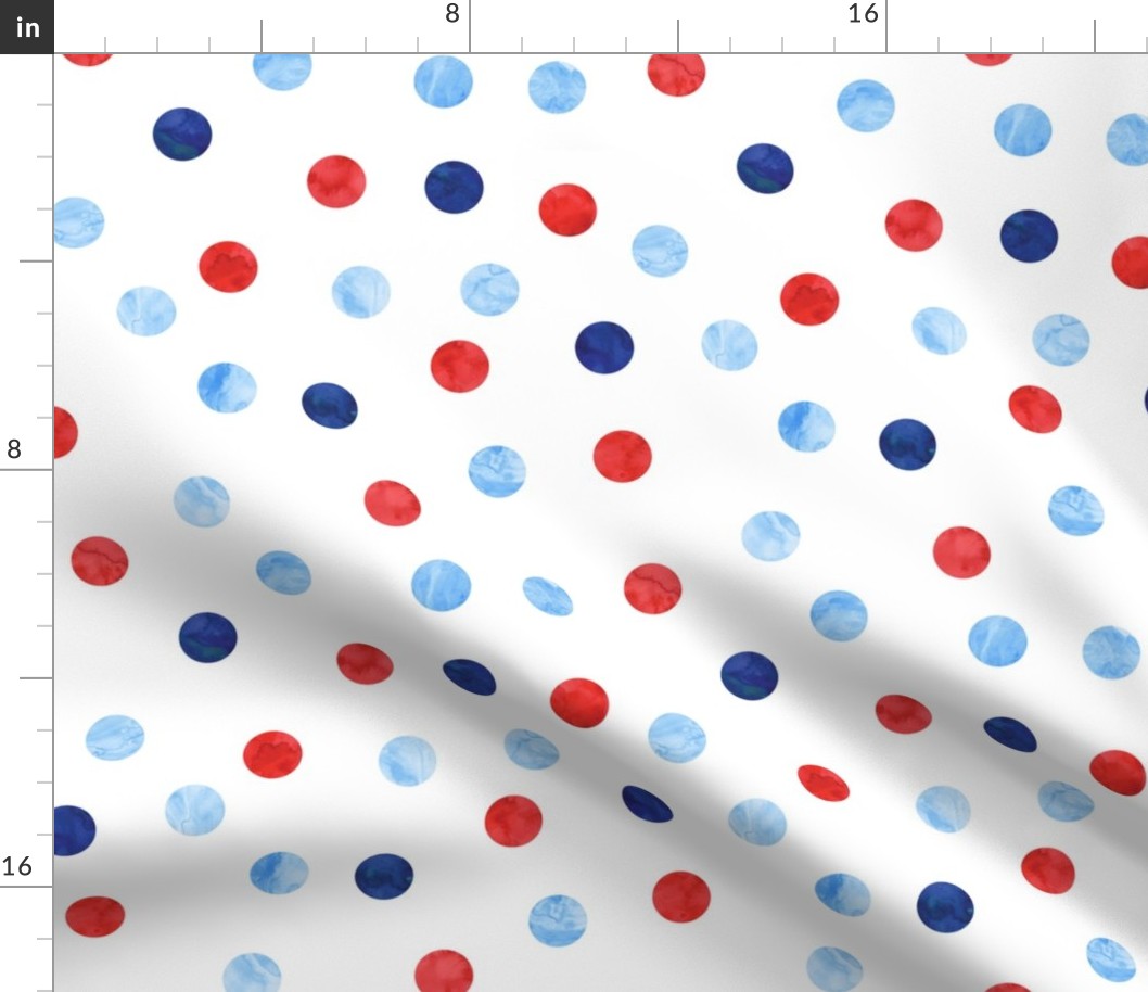1" polka dot scatter - red white and blue