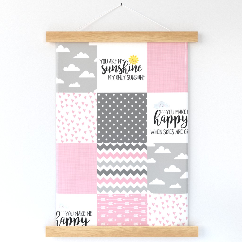 You are my sunshine Pink - Wholecloth Cheater Quilt