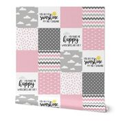 You are my sunshine Pink - Wholecloth Cheater Quilt