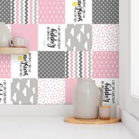You are my sunshine pink - Wholecloth Cheater Quilt - Rotated