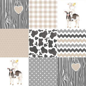 Farm//Love you till the cows come home Beige - Wholecloth Cheater Quilt