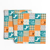 3 inch Football//Hustle Hit Never Quit Dolphins - Wholecloth Cheater Quilt - Rotated