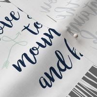 Love you to the mountains & back - Navy/Mint - Wholecloth Cheater Quilt 