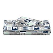 3 inch Love you to the mountains & back Navy/Mint - wholecloth cheater quilt rotated