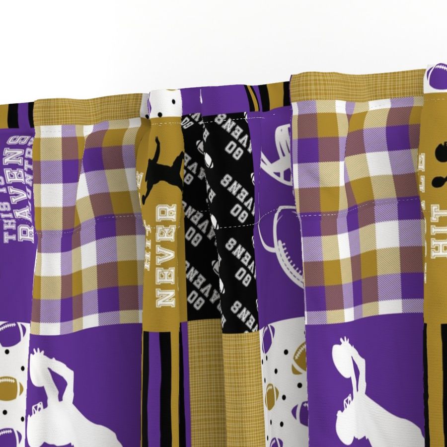 Football//Hustle Hit Never Quit Ravens - Wholecloth Cheater Quilt - Rotated