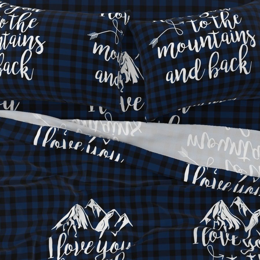 Love you to the mountains and back/Navy Buffalo Plaid - 27 Inch Minky Layout