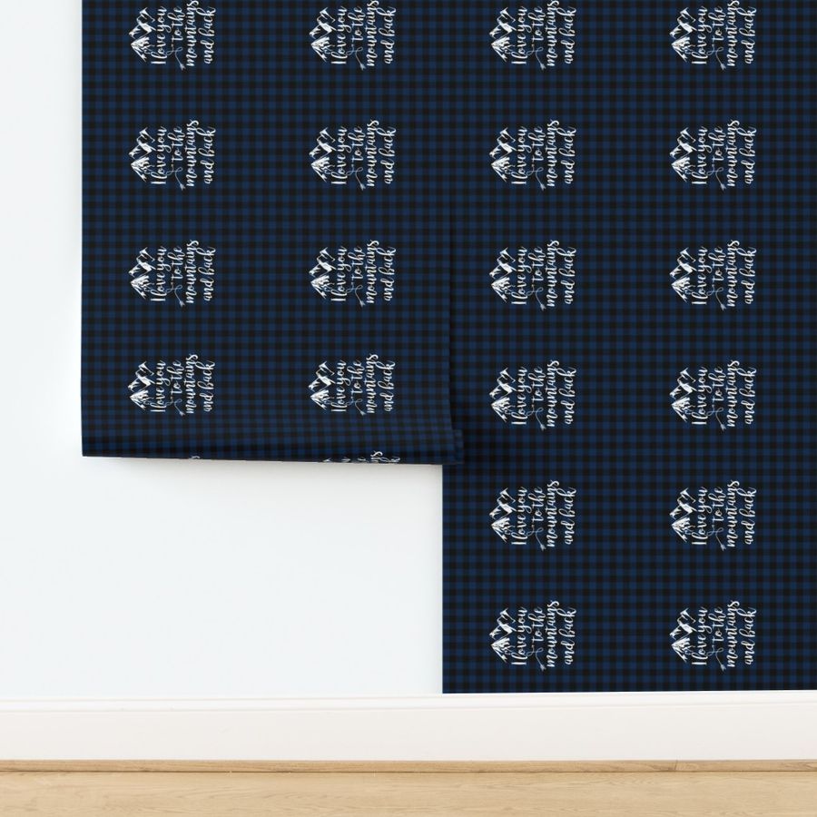 Love you to the mountains and back/Navy Buffalo Plaid - Minky Fat Quarter