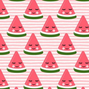 happy watermelon - pink on pink stripes