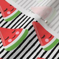 happy watermelon - red on black stripes