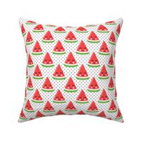 happy watermelon - red on black polka dots