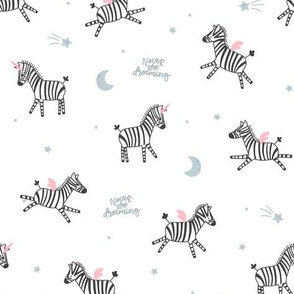 Zebra - Never stop dreaming - white