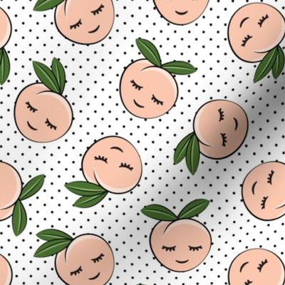 peaches -  black polka dots