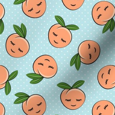 happy peaches - polka dots on blue
