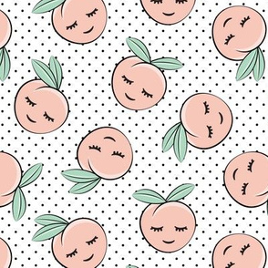 happy peaches - black polka dots