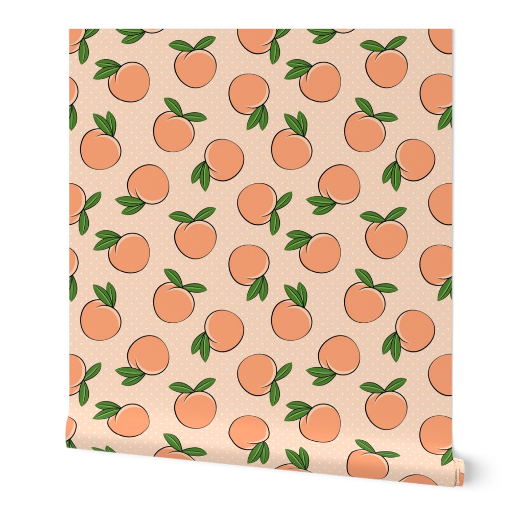 peaches -  polka dots on peach