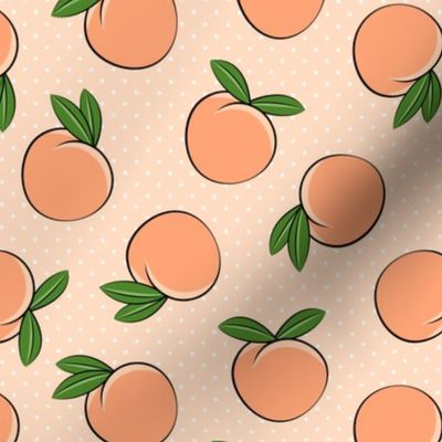 peaches -  polka dots on peach