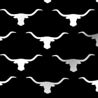 Longhorn Head Silhouette White Black