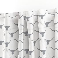 Longhorn Head Silhouette Grey White