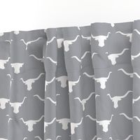 Longhorn Head Silhouette White Gray