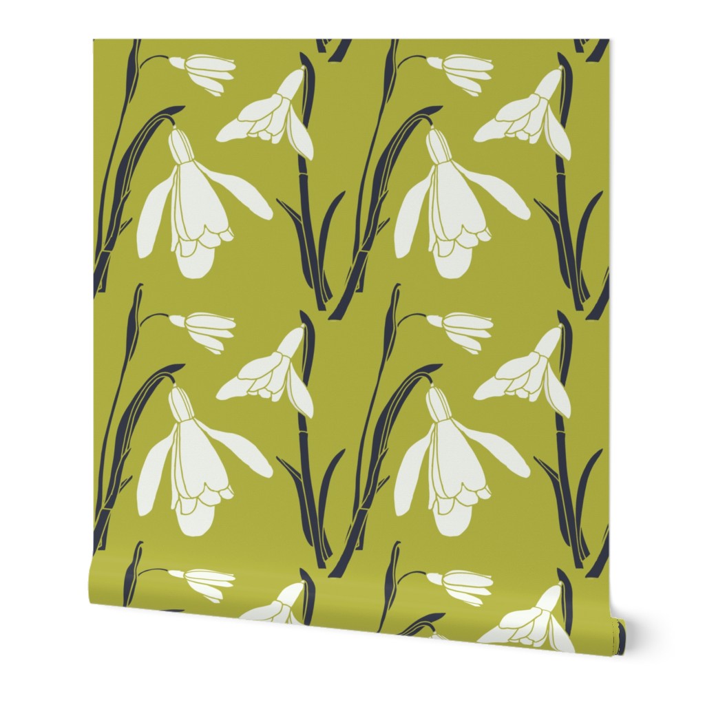 Snowdrops in Green and Navy, Large