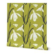 Snowdrops in Green and Navy, Large