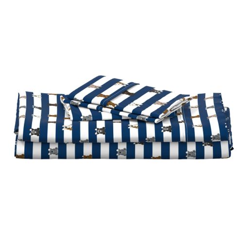 pitbull stripes dog breed fabric navy